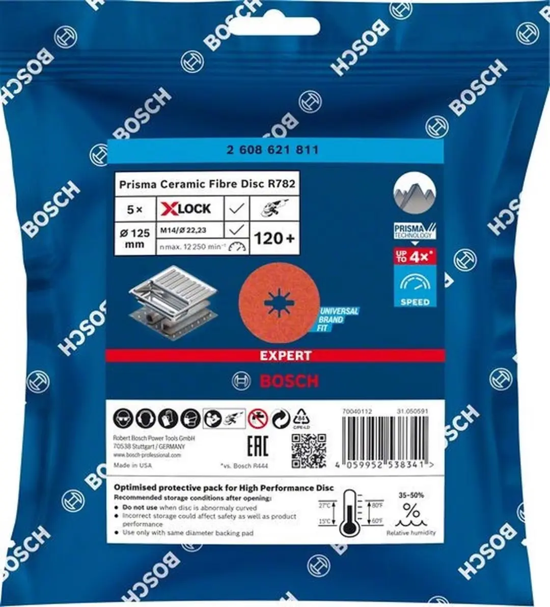 Bosch Expert R782 X-LOCK keramische vezelschijf 125mm K120 - afbeelding 4 van 6