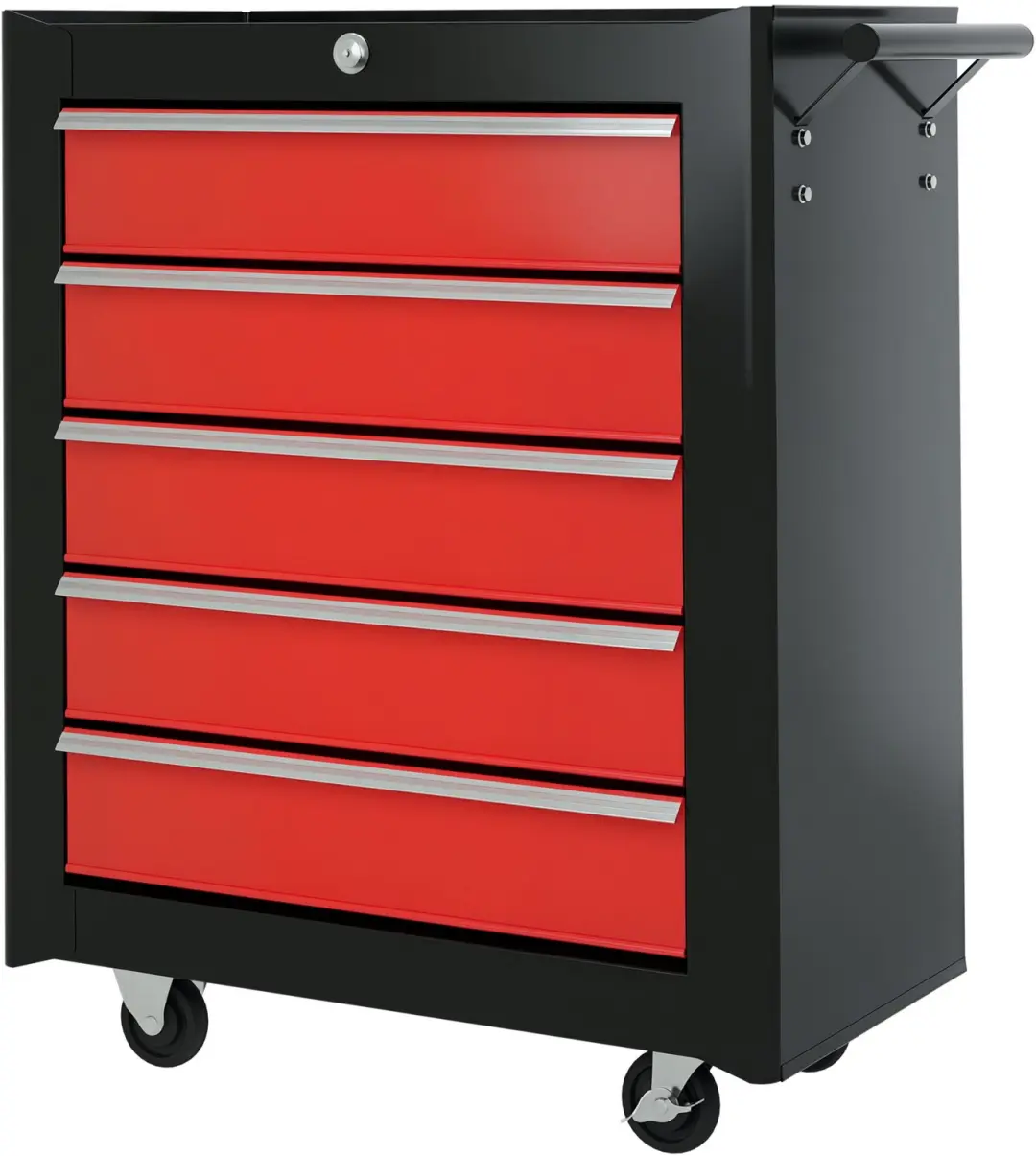 HOMCOM Tool Chest-Stahl-68 x 33 x 75 cm-Schwarz+Rot