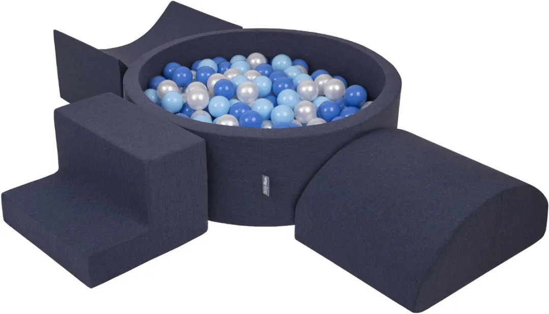 KiddyMoon Schuimspeeltuin Ballenbad 300 Ballen - Donkerblauw/Babyblauw/Parelmoer