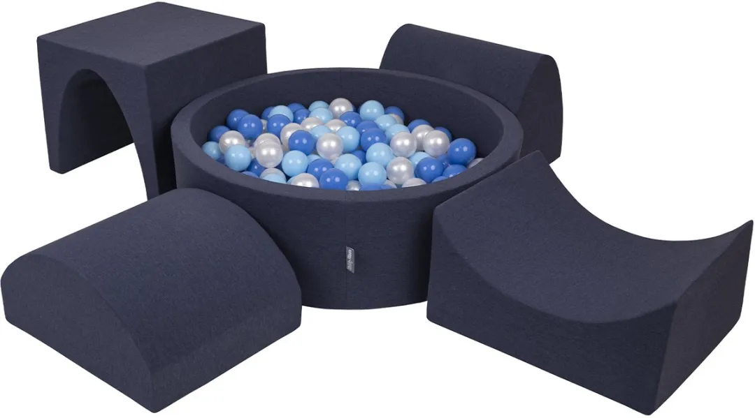 KiddyMoon Schuimspeeltuin Ballenbad 300 Ballen - Donkerblauw/Babyblauw/Parelmoer