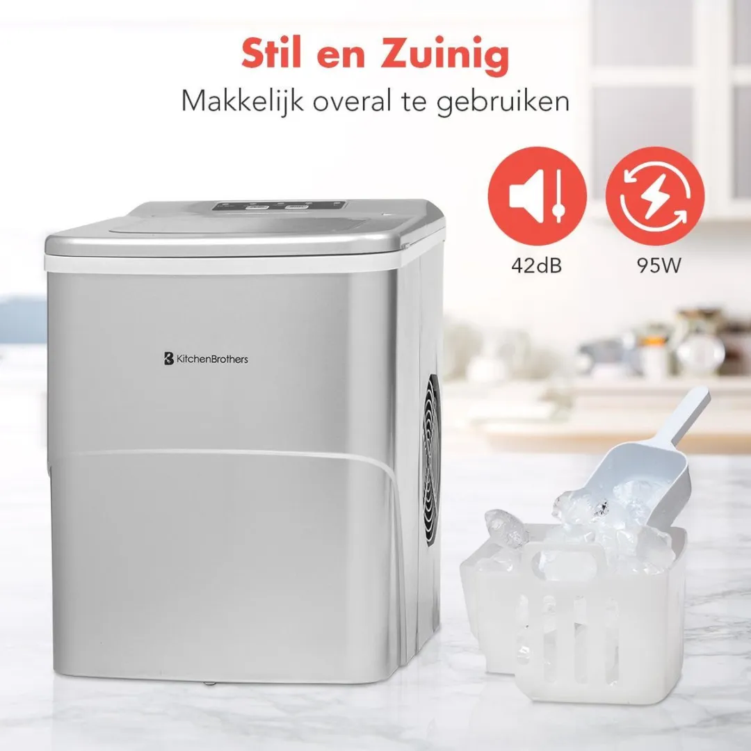 KitchenBrothers KB692 IJsblokjesmachine 12kg/24u - Zilver - afbeelding 6 van 6