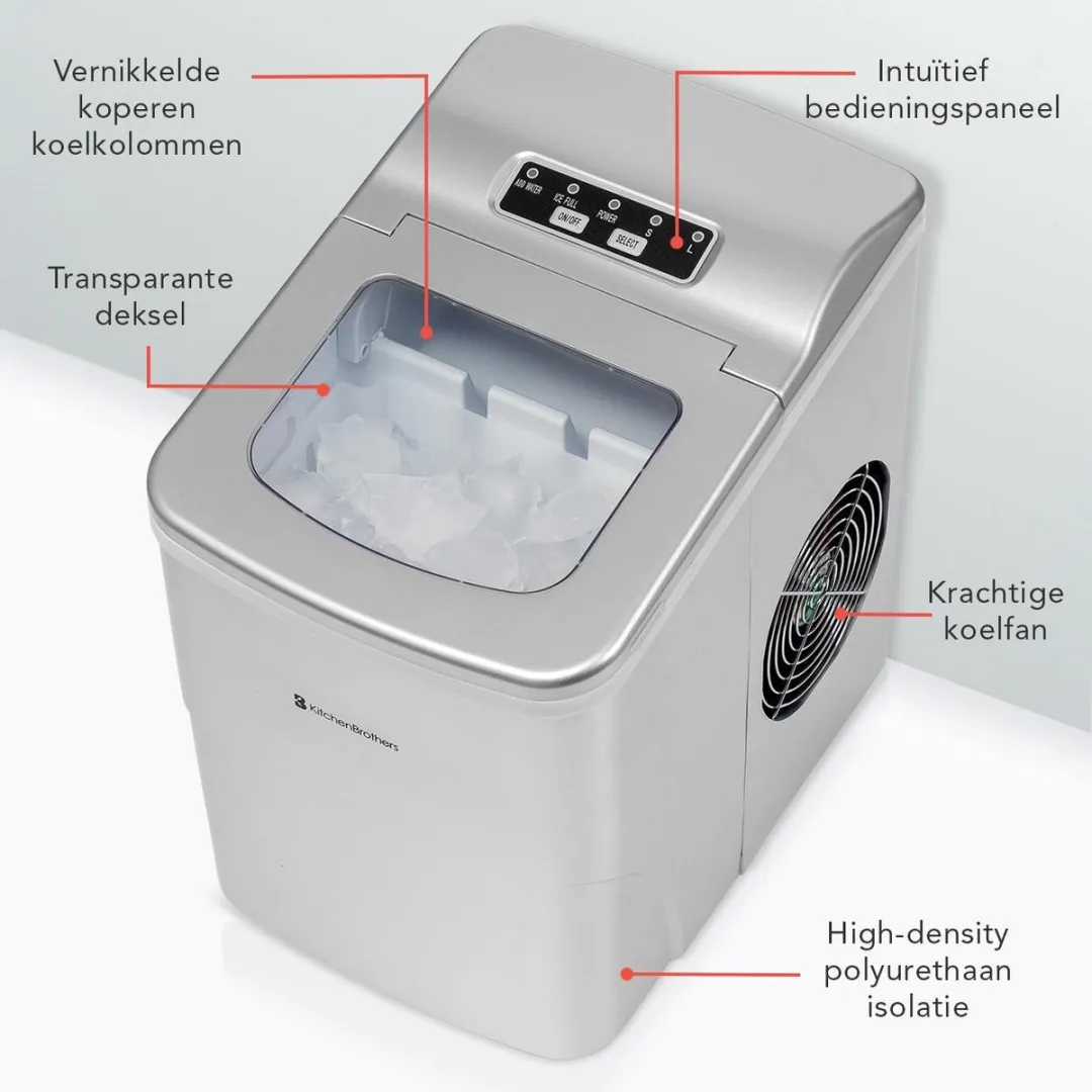 KitchenBrothers KB692 IJsblokjesmachine 12kg/24u - Zilver
