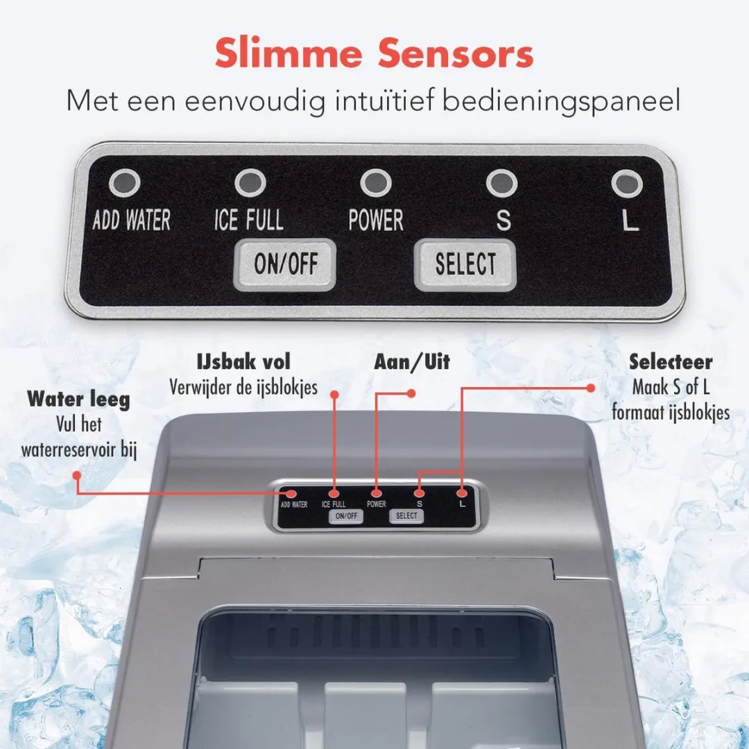 KitchenBrothers KB692 IJsblokjesmachine 12kg/24u - Zilver