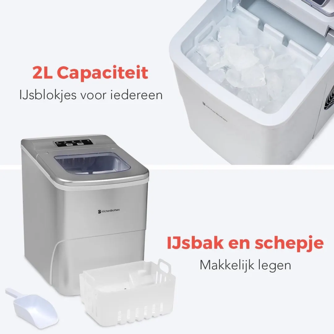 KitchenBrothers KB692 IJsblokjesmachine 12kg/24u - Zilver
