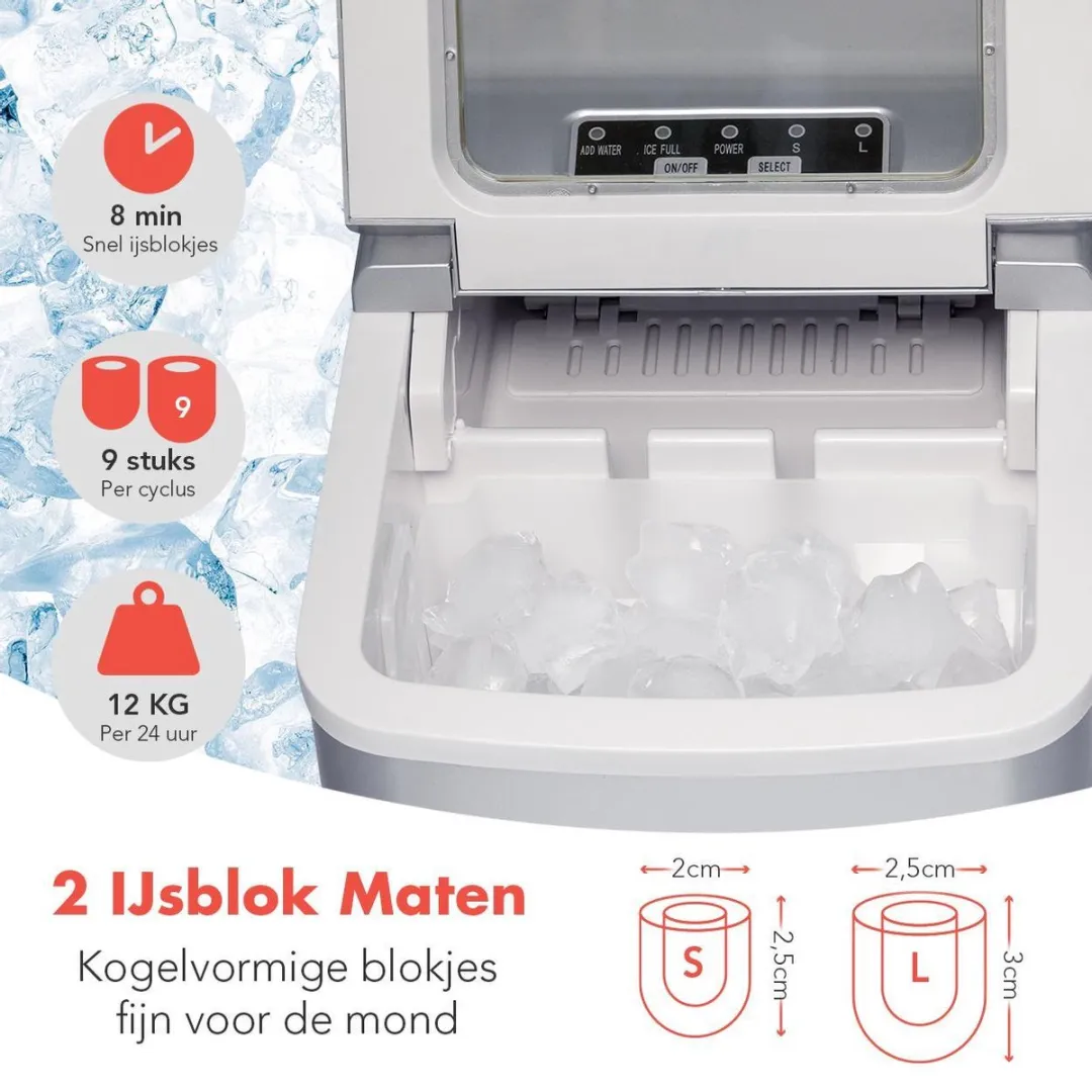 KitchenBrothers KB692 IJsblokjesmachine 12kg/24u - Zilver