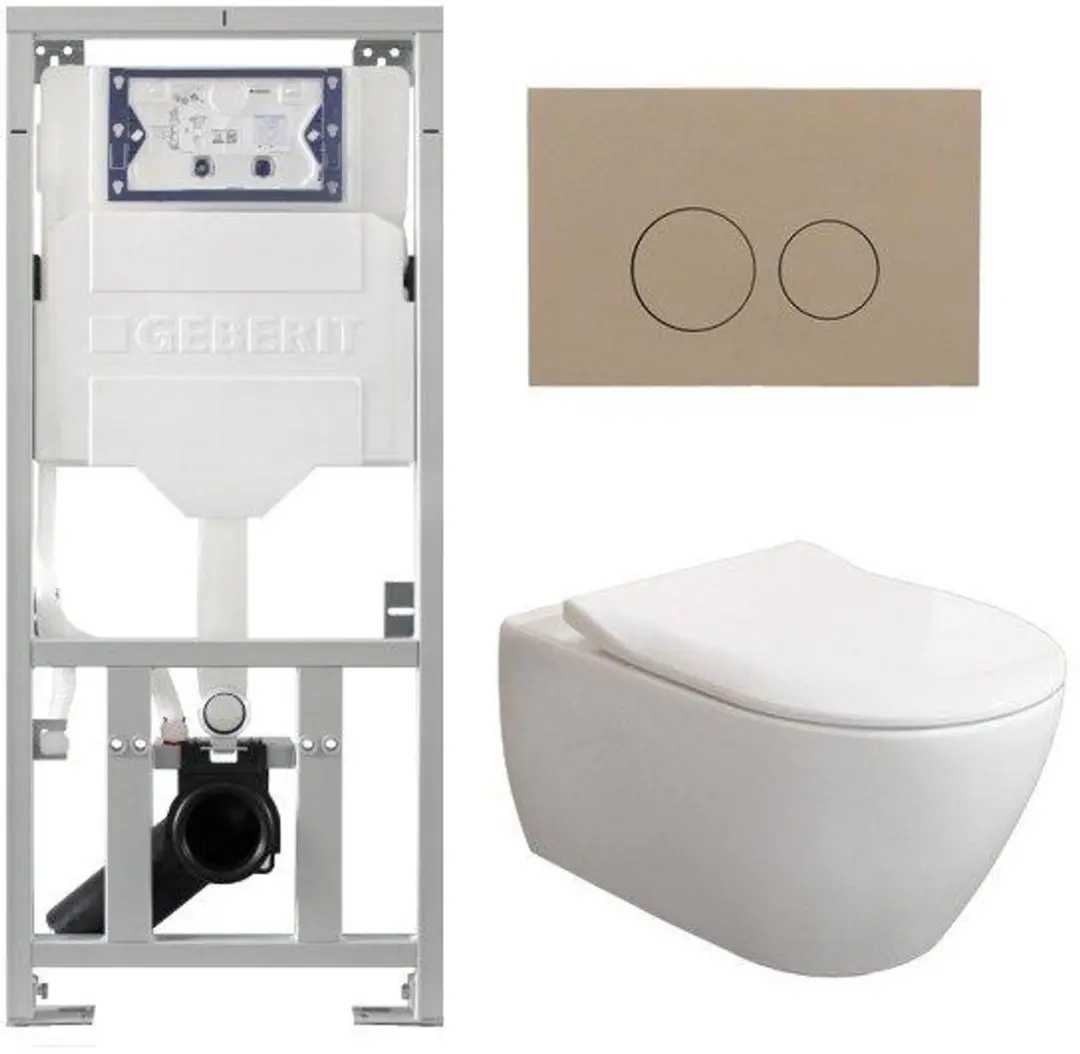 Villeroy & Boch Subway 2.0 DirectFlush CeramicPlus toiletset slimseat zitting - met Geberit reservoir en bedieningsplaat - met ronde knoppen - wit - afbeelding 3 van 3