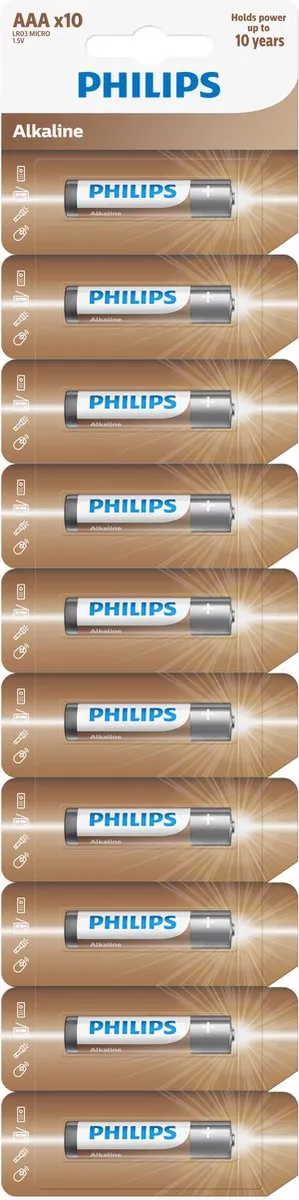 Philips Alkaline AAA LR03 Batterijen