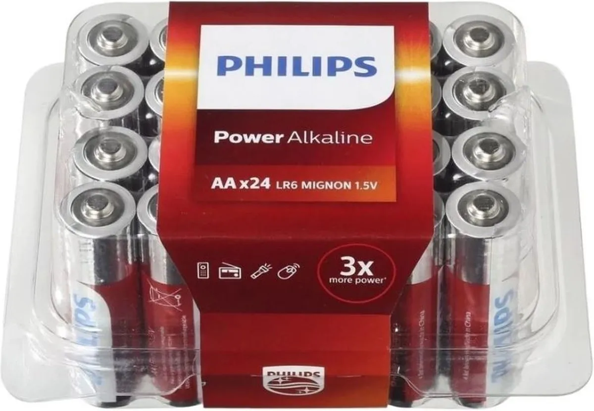 Philips AA Alkaline Batterijen - 24 Stuks
