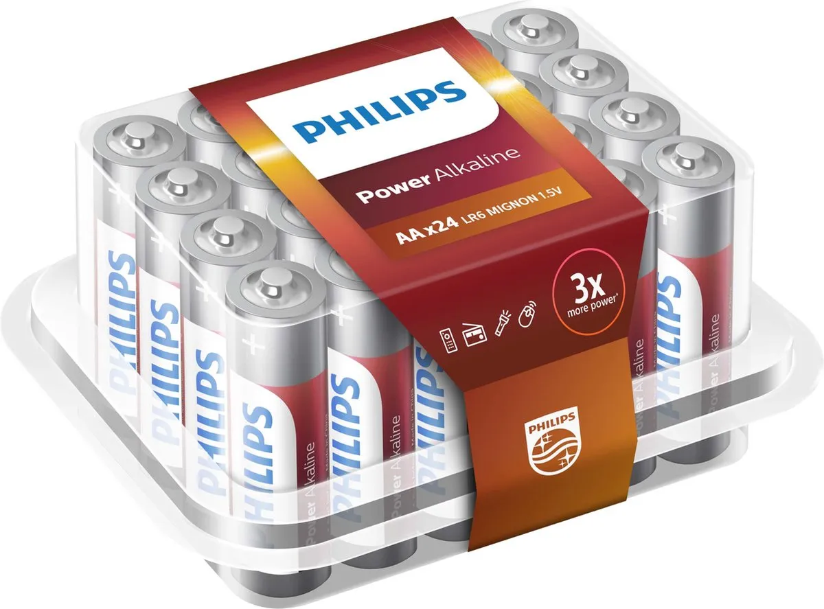 Philips AA Alkaline Batterijen - 24 Stuks