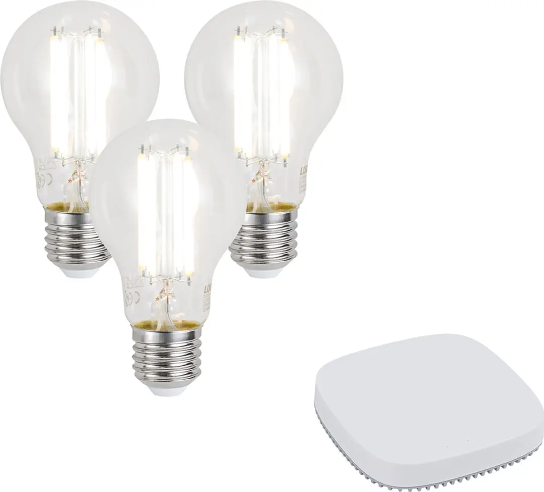 LUUMR Set van 3 smart E27 dimbare LED lampen A60 7W 806LM 2700-6500K incl. Zigbe