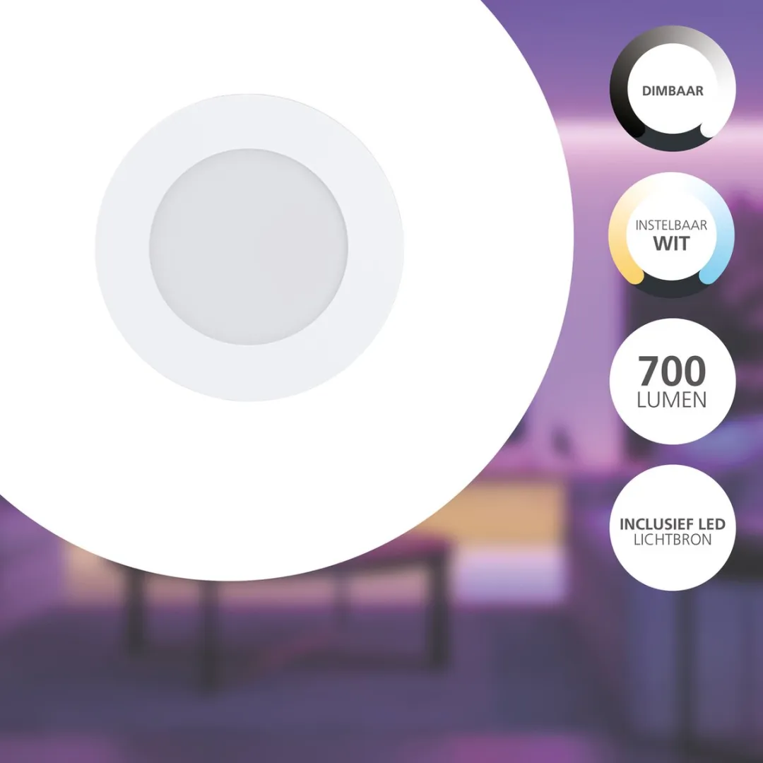 EGLO connect.z Fueva-Z Smart Inbouwlamp - Ø 12 cm - Wit - Instelbaar wit licht - Dimbaar - Zigbee