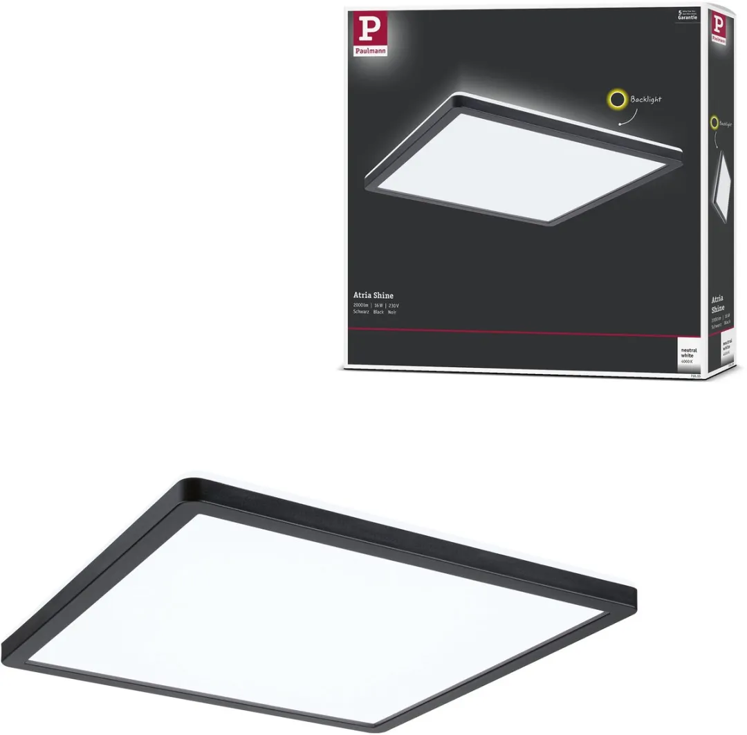 Paulmann Atria Shine LED-paneel 16W 1600lm 4000K - Zwart