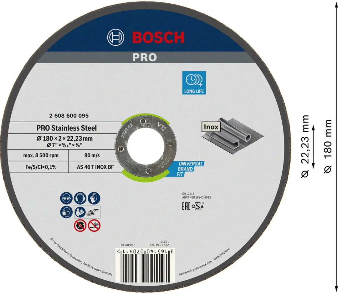 Bosch Expert for Inox 2608600095 Doorslijpschijf 180mm - afbeelding 2 van 6