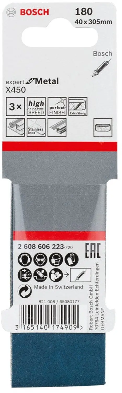 Bosch 3-delige Schuurbandset 40x305mm - K180 - afbeelding 2 van 4
