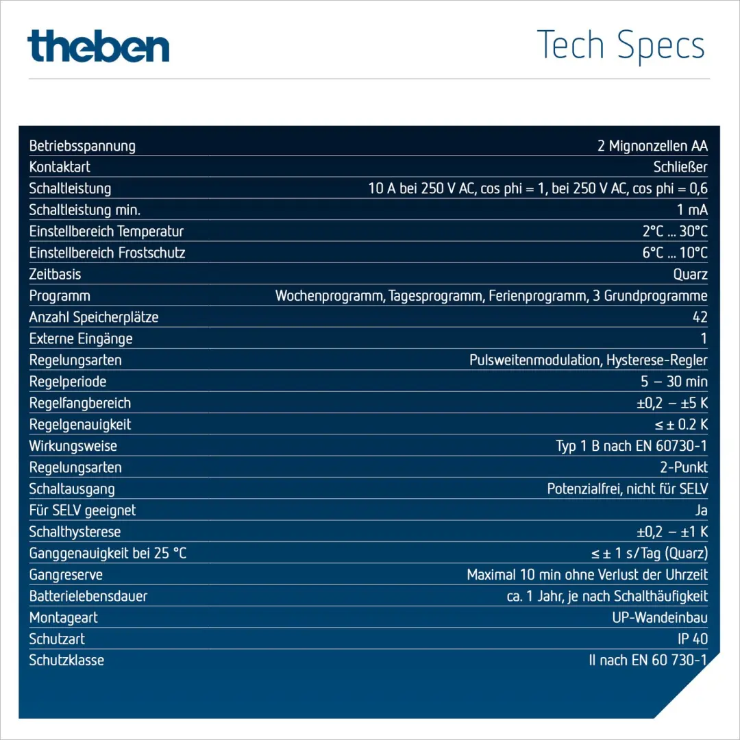 Theben RAMSES 811 top3 Digitale Thermostaat - Wit - afbeelding 4 van 6