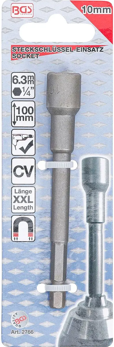 BGS technic 2766 Dopsleutel Extra Lang 10mm - Chroom - afbeelding 2 van 5
