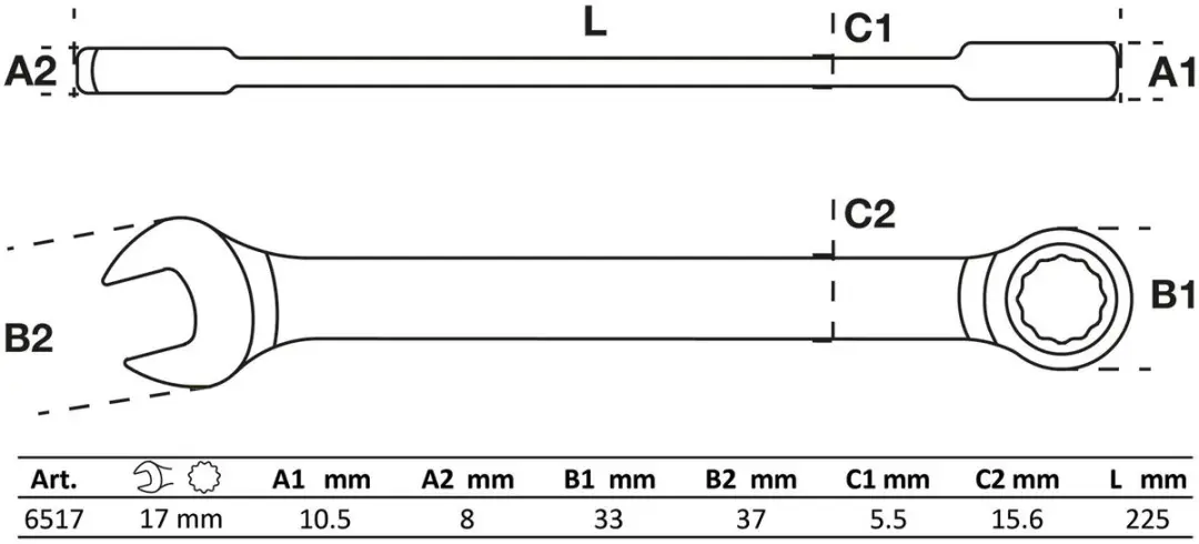 BGS Technic Ratel ringsteeksleutel 17 mm - afbeelding 2 van 2