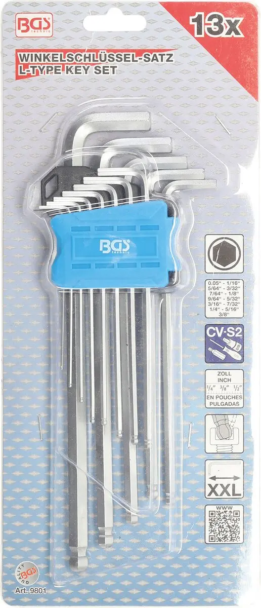 BGS technic 9801 Inbussleutelset Inch Kogelkop