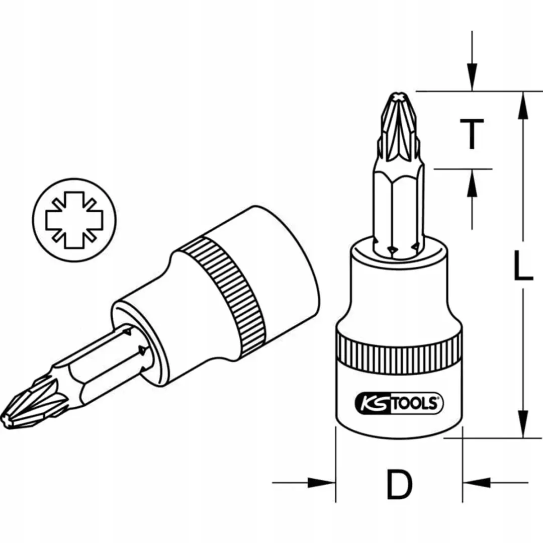 KS Tools 911.1402 PZ2 Bit Inbuskop 1/4"