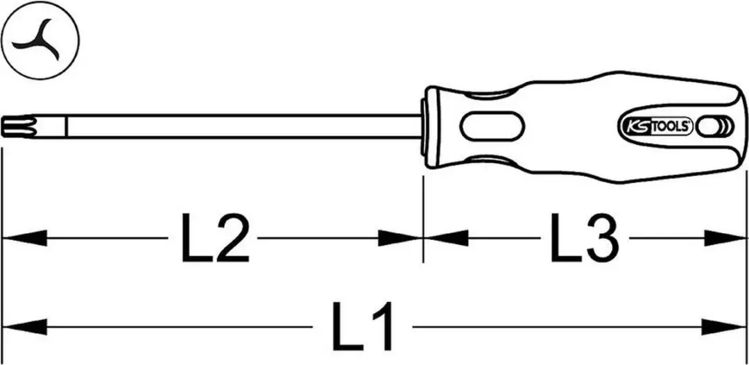KS Tools 159.1258 Tri-Wing Schroevendraaier - 80mm - afbeelding 2 van 4