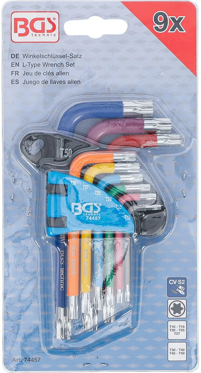 BGS technic L-sleutelset T-profiel - Torx T10-T50 - 9 delig - afbeelding 4 van 4