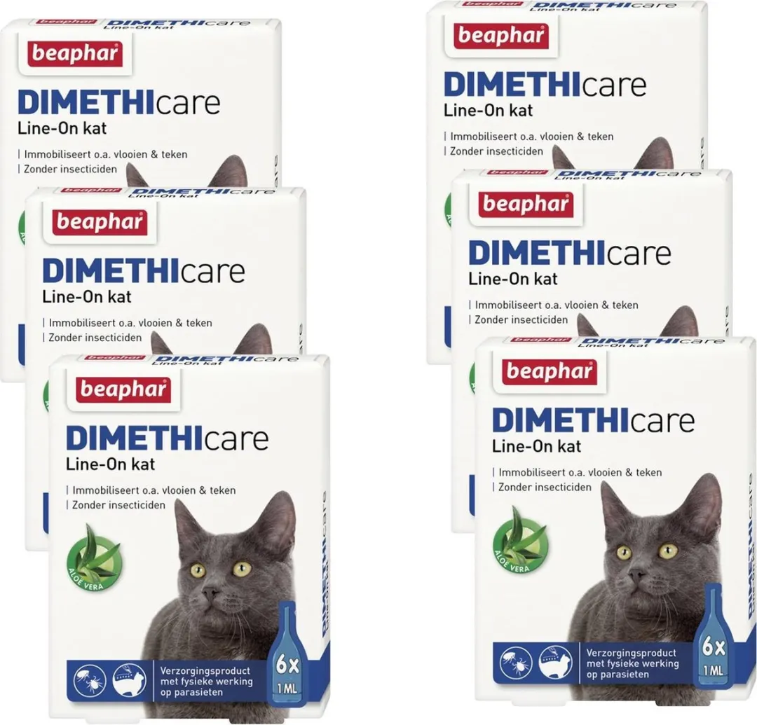 Beaphar Dimethicare Line-On Kat Anti Vlooienmiddel - 6x1ml