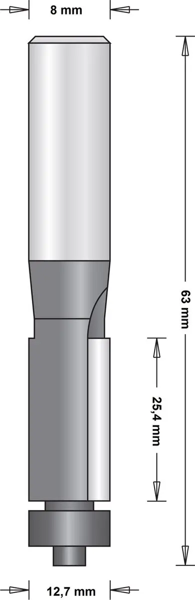 Hitachi 8 mm kantenfrees met onderlager 12.7 x 63mm