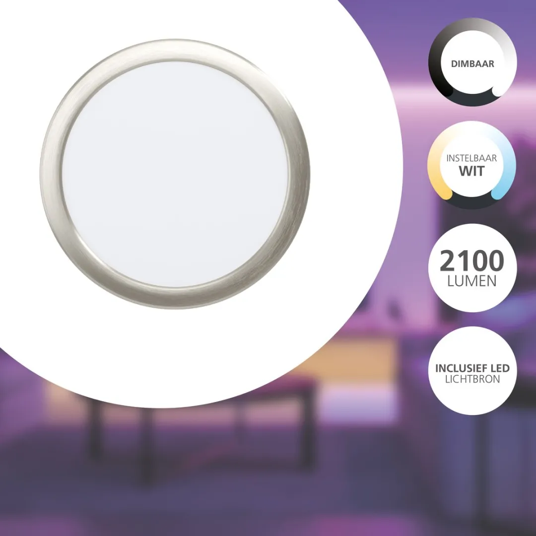 EGLO connect.z Fueva-Z Smart Inbouwlamp Ø21,6cm - Grijs/Wit - Zigbee