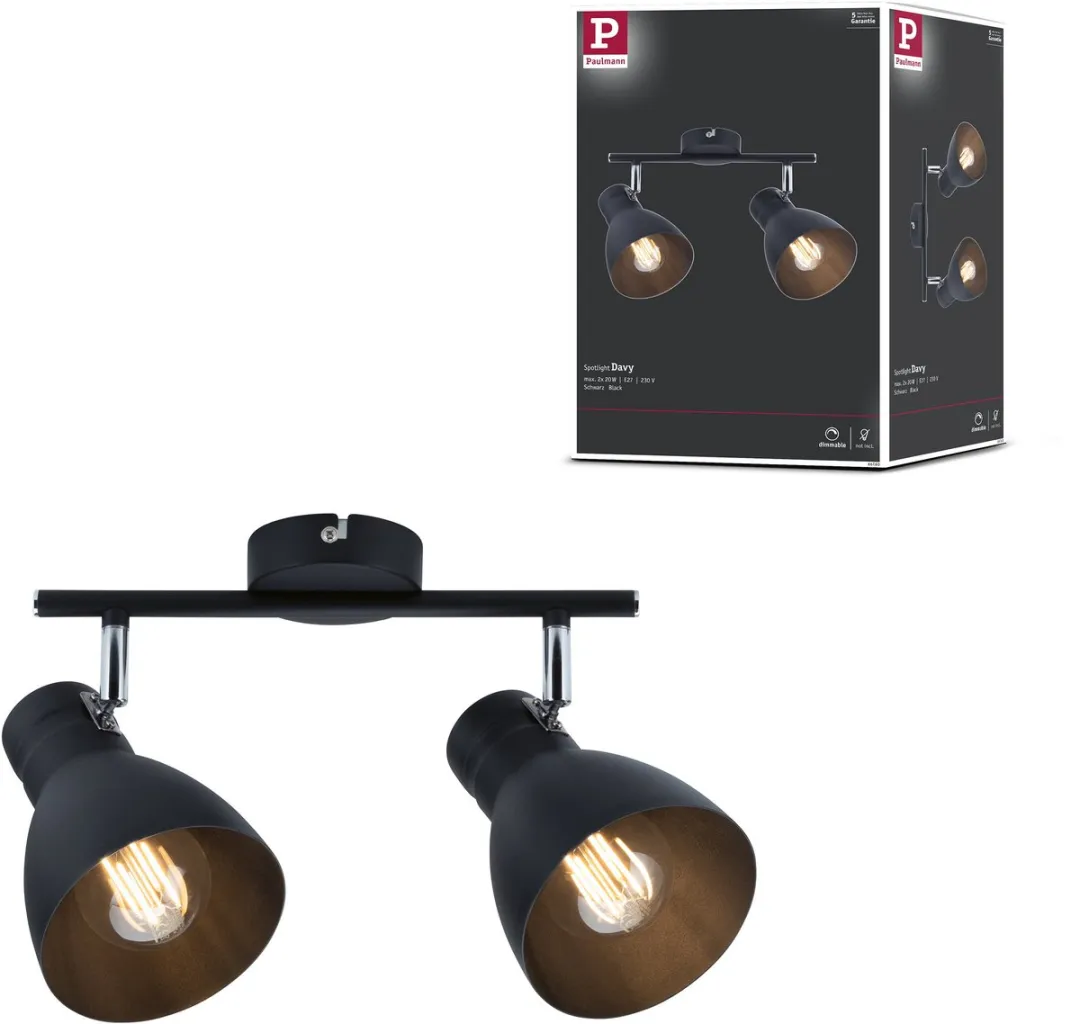 Paulmann Spotlight Davy E27 2x20W - Zwart