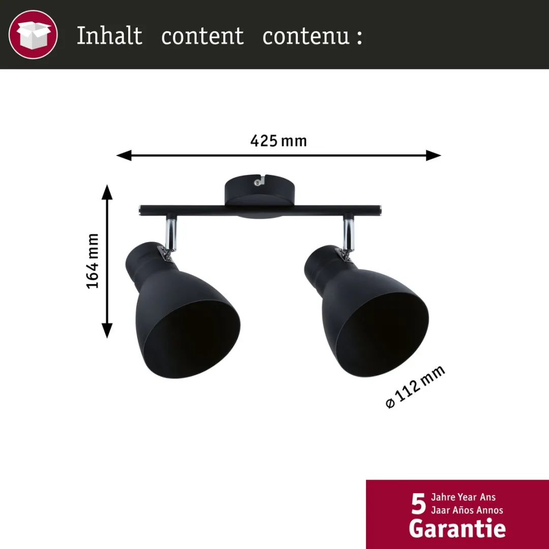 Paulmann Spotlight Davy E27 2x20W - Zwart