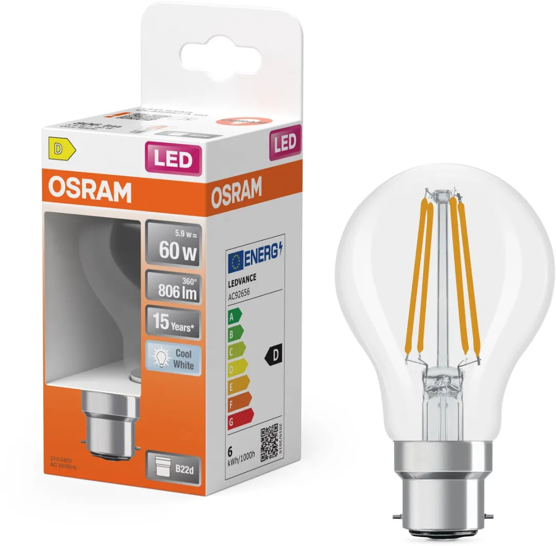 Osram LED-lamp A60 Stervorm B22d 5,9W - 806lm Koelwit