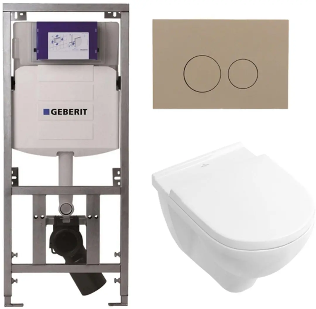 Villeroy & Boch O.novo toiletset - met Geberit inbouwreservoir - met diepspoel wandcloset soft close zitting en bedieningsplaat - met ronde knoppen - wit - afbeelding 2 van 2