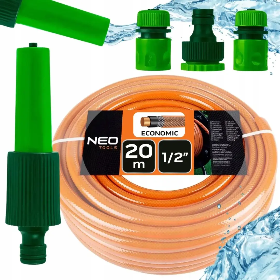 NEO Tuinslang Set 20m 1/2" met Sproeier & Koppelingen