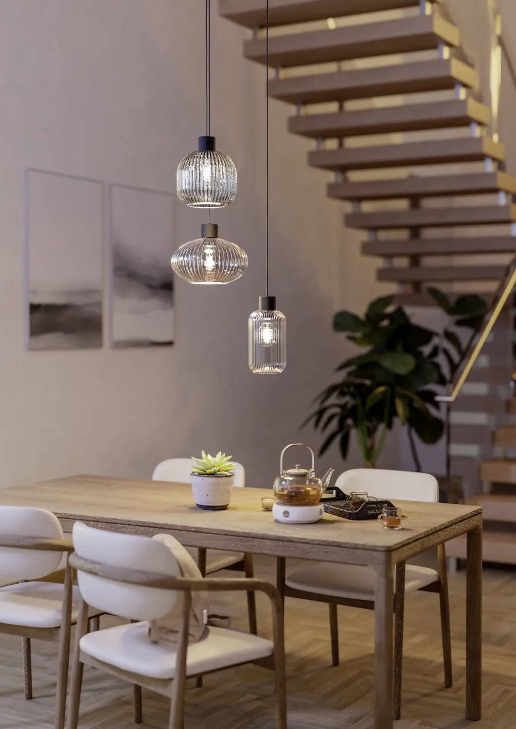 Eglo Dasmina Hanglamp - 3-lamps - E27 - Zwart/Rookglas - afbeelding 4 van 5