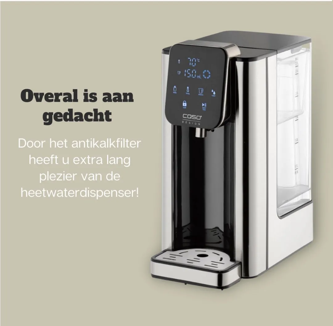Caso HW660 Turbo Heetwaterdispenser 2600W - 2,7L - Zwart/RVS