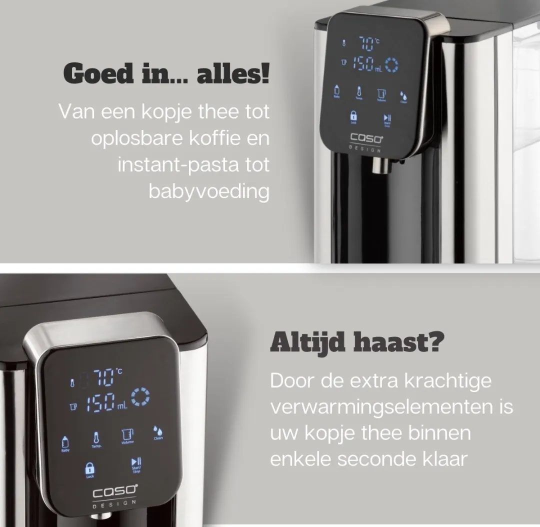 Caso HW660 Turbo Heetwaterdispenser 2600W - 2,7L - Zwart/RVS