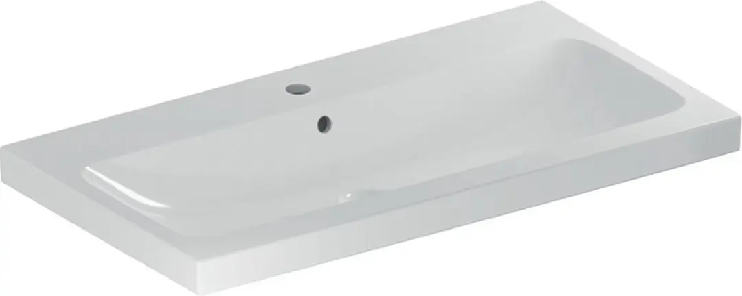 Geberit Icon Light wastafel 90x48x16cm 1 wasbak 1 kraangat Midden met overloopga