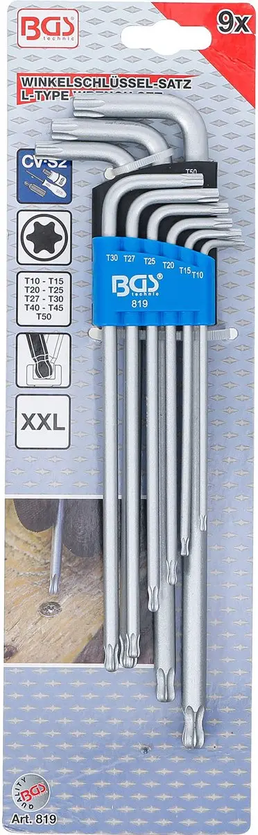 BGS Torx Stiftsleutelset Extra Lang T10-T50 - 9 delig - afbeelding 3 van 5