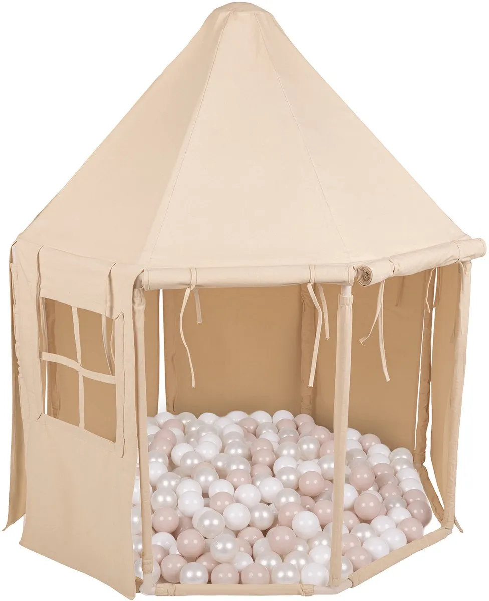 KiddyMoon Speeltent 400 Ballen - Pastel Beige/Wit/Parel
