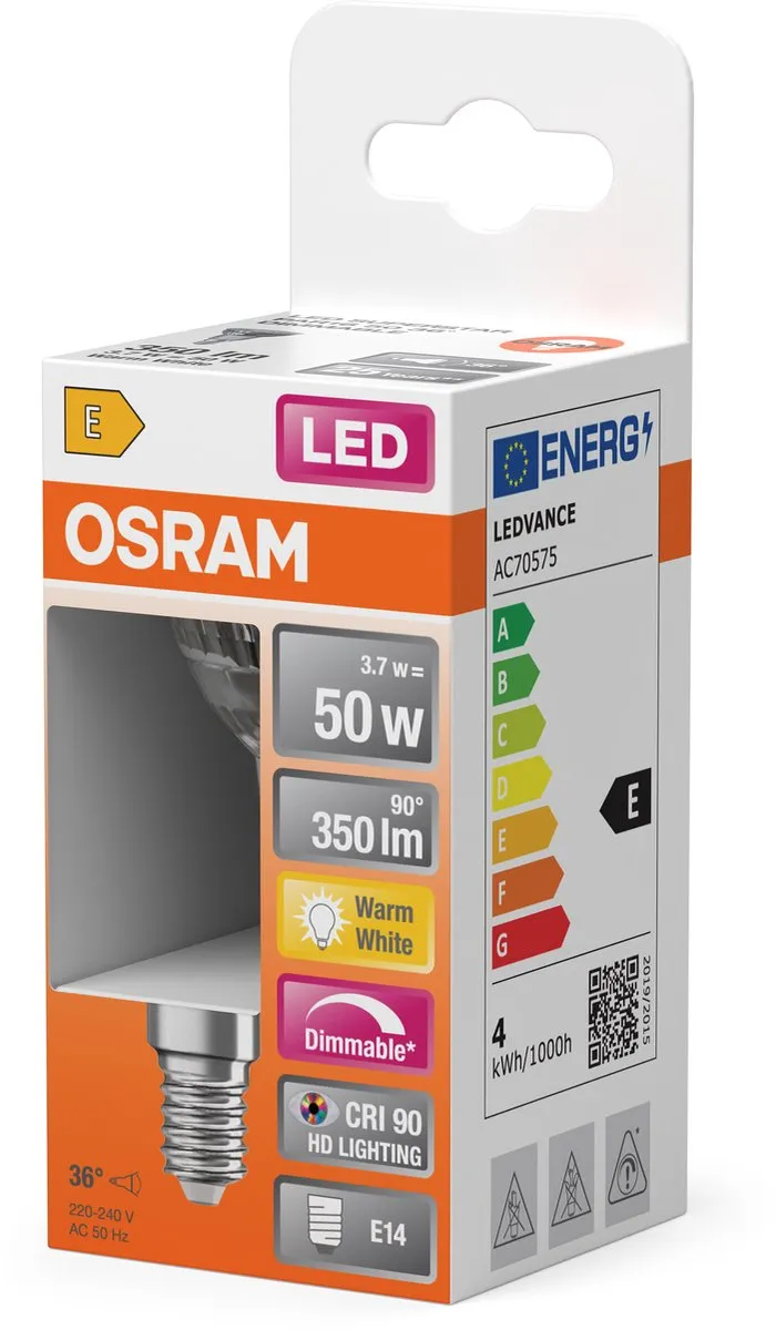 Osram LED Spot Reflector Superstar PAR16 50 - 3,7W 2700K Warm Wit - Helder Glas