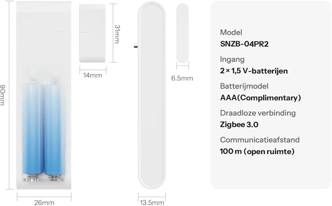 Sonoff SNZB-04PR2 Zigbee Raamsensor - 4-pack - Wit - afbeelding 2 van 6