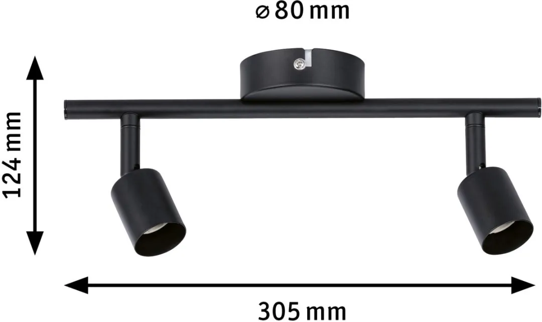 Paulmann Spotlight Carolina GU10 2x10W - Zwart mat - afbeelding 6 van 6