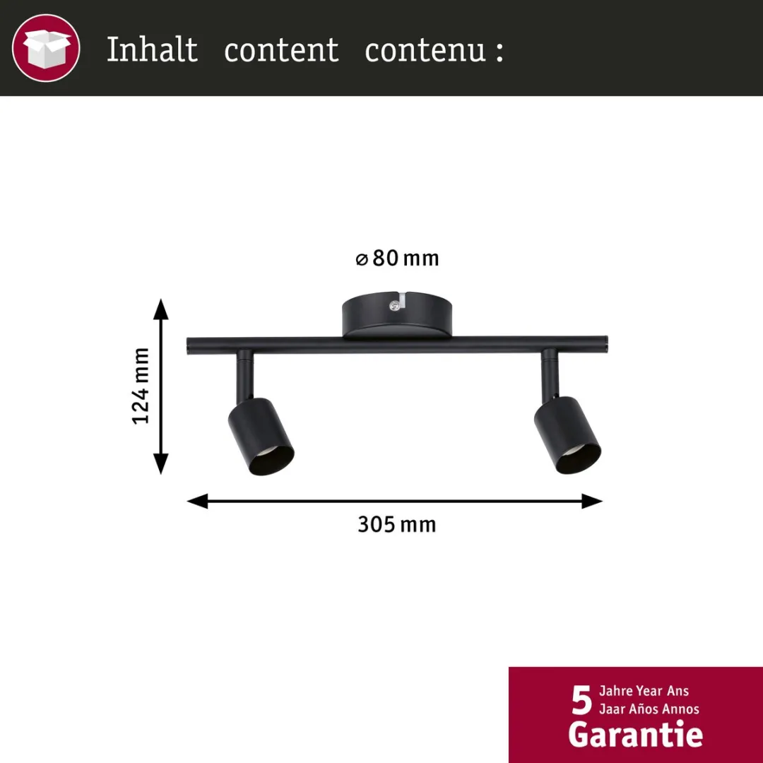 Paulmann Spotlight Carolina GU10 2x10W - Zwart mat