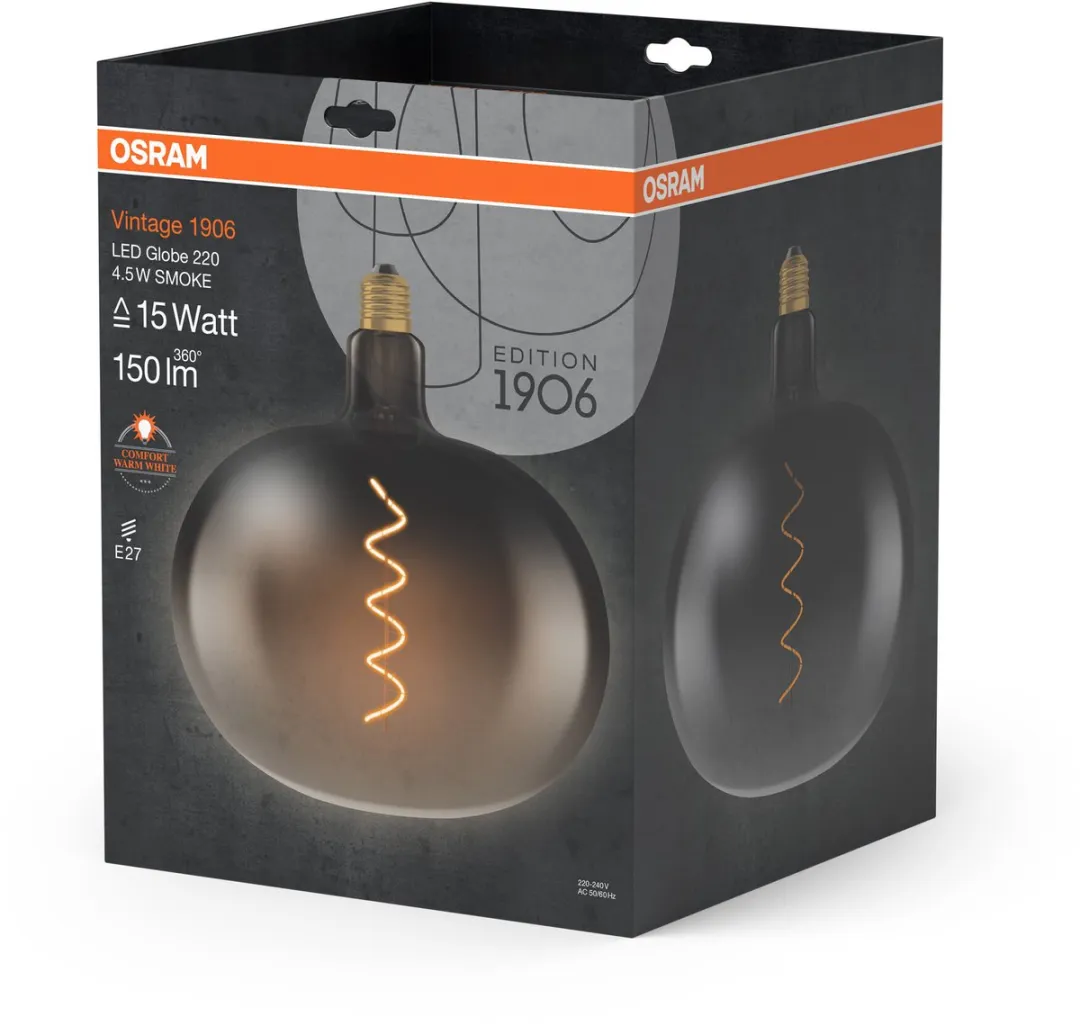 Osram Vintage 1906 Big Globe LED - 4,5W 150lm E27 Warmwit Helder - afbeelding 6 van 6