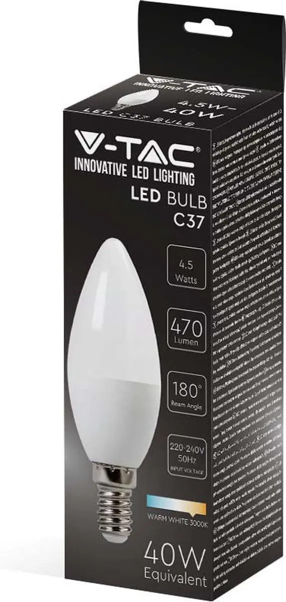 V-TAC VT-1855-N LED Kaarslamp E14 4.5W 4000K - afbeelding 5 van 6