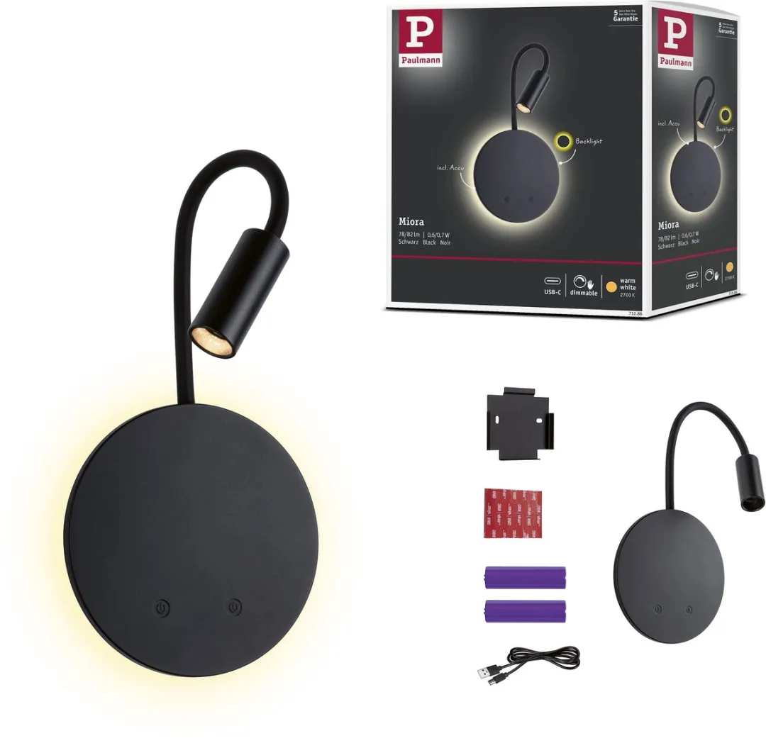 Paulmann Miora LED Wandlamp Accu 2700K - 2 Stuks