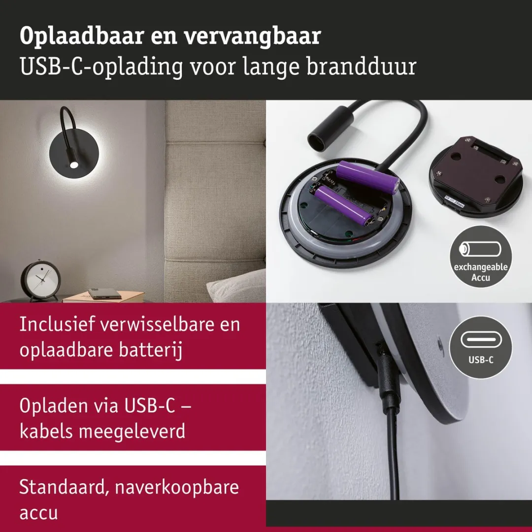 Paulmann Miora LED Wandlamp Accu 2700K - 2 Stuks - afbeelding 6 van 6