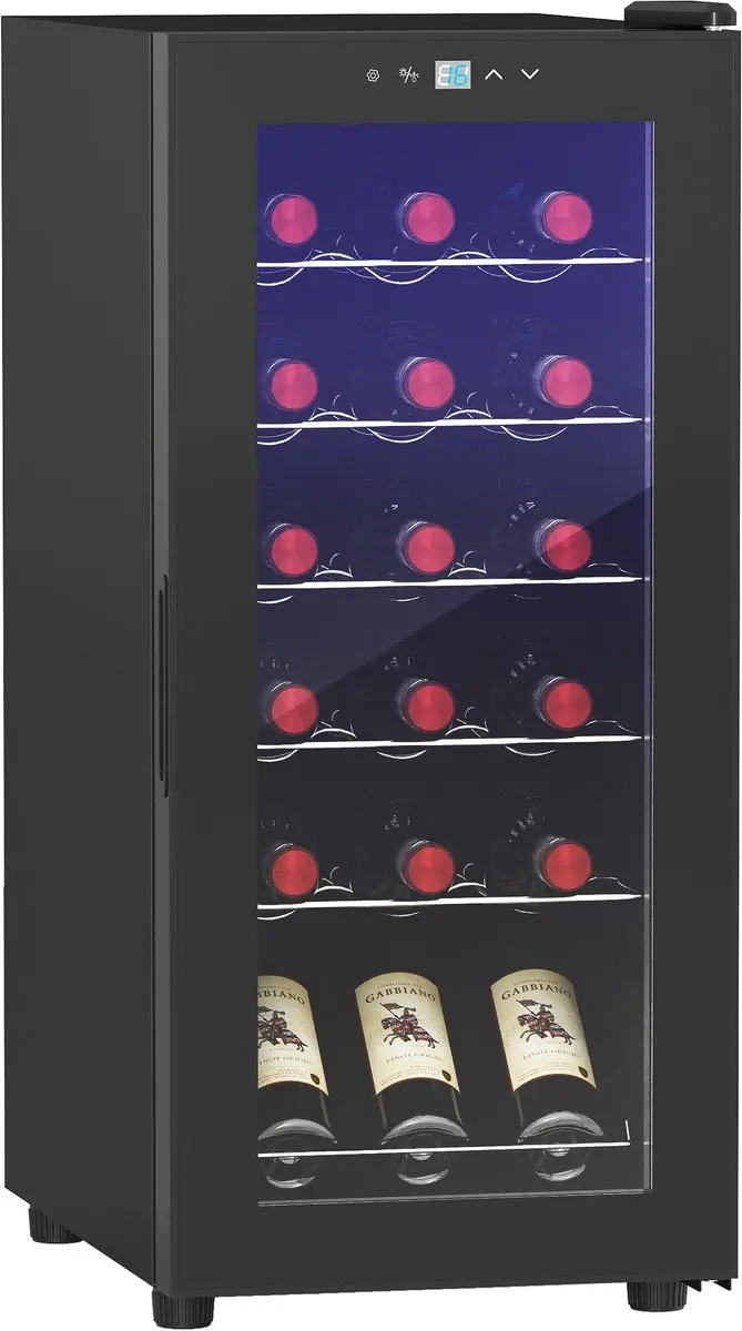 HOMCOM-Weinkühlschrank-Metall, Hartglas-34,5L x 45B x 78H cm-Schwarz