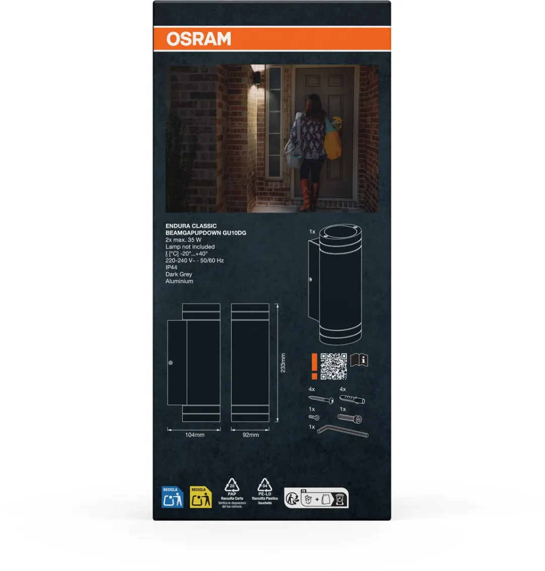 Osram Endura Classic Beam Gap Wall UpDown GU10 Wandlamp - Donkergrijs - afbeelding 6 van 6