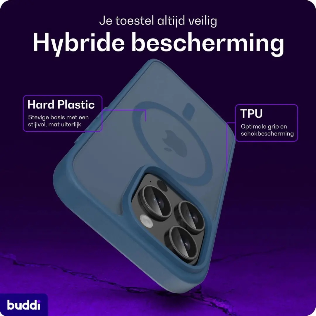 Buddi Frost Hoesje iPhone 16 Pro Max - MagSafe - Donkerblauw - afbeelding 2 van 6